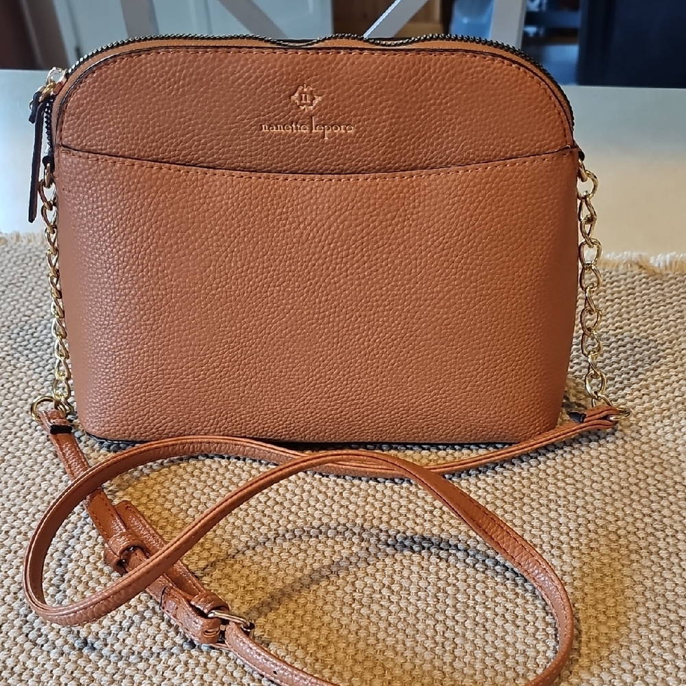 Nanette Lepore Tan Leather Crossbody Bag Small
